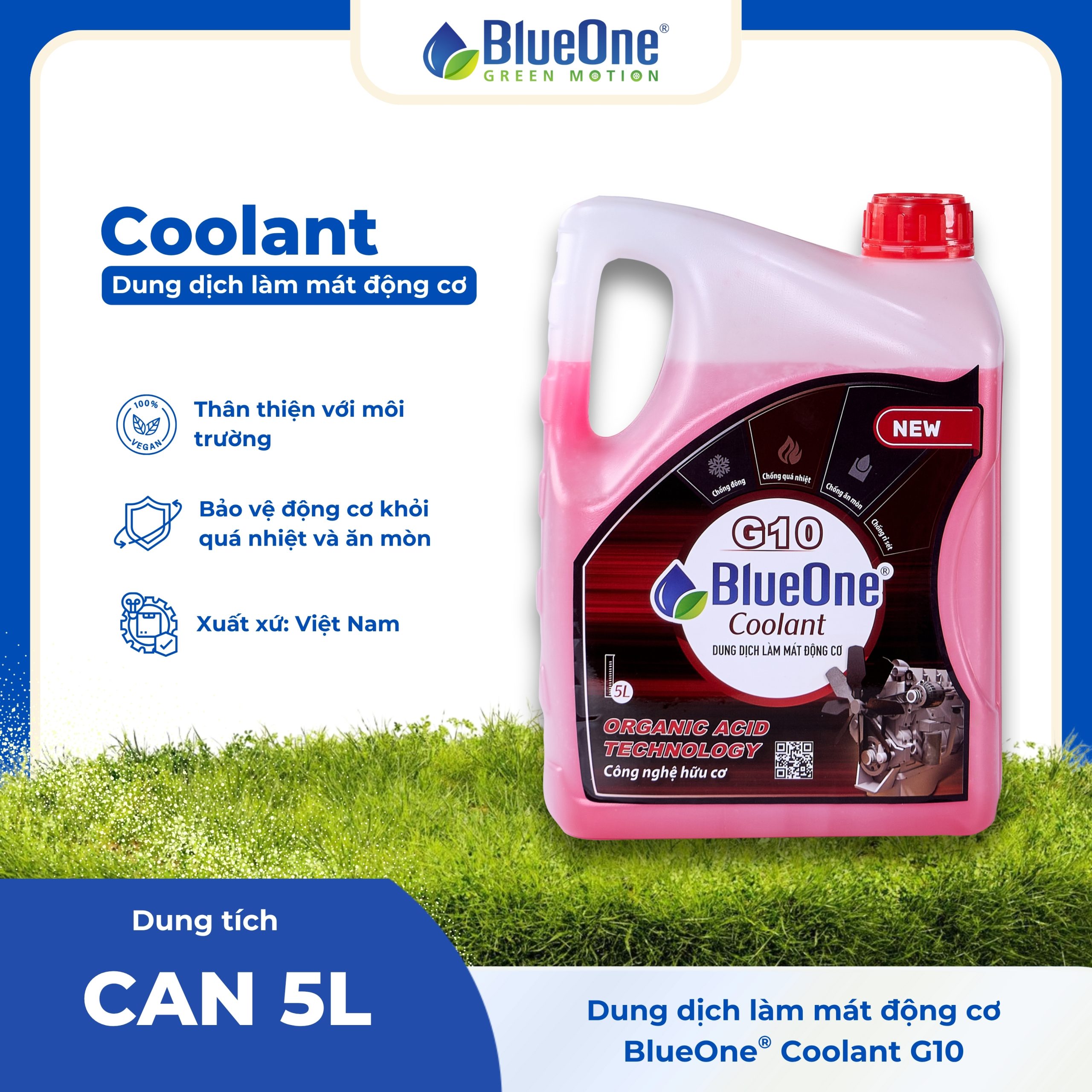 BlueOne Coolant G10 Can 5L Đỏ