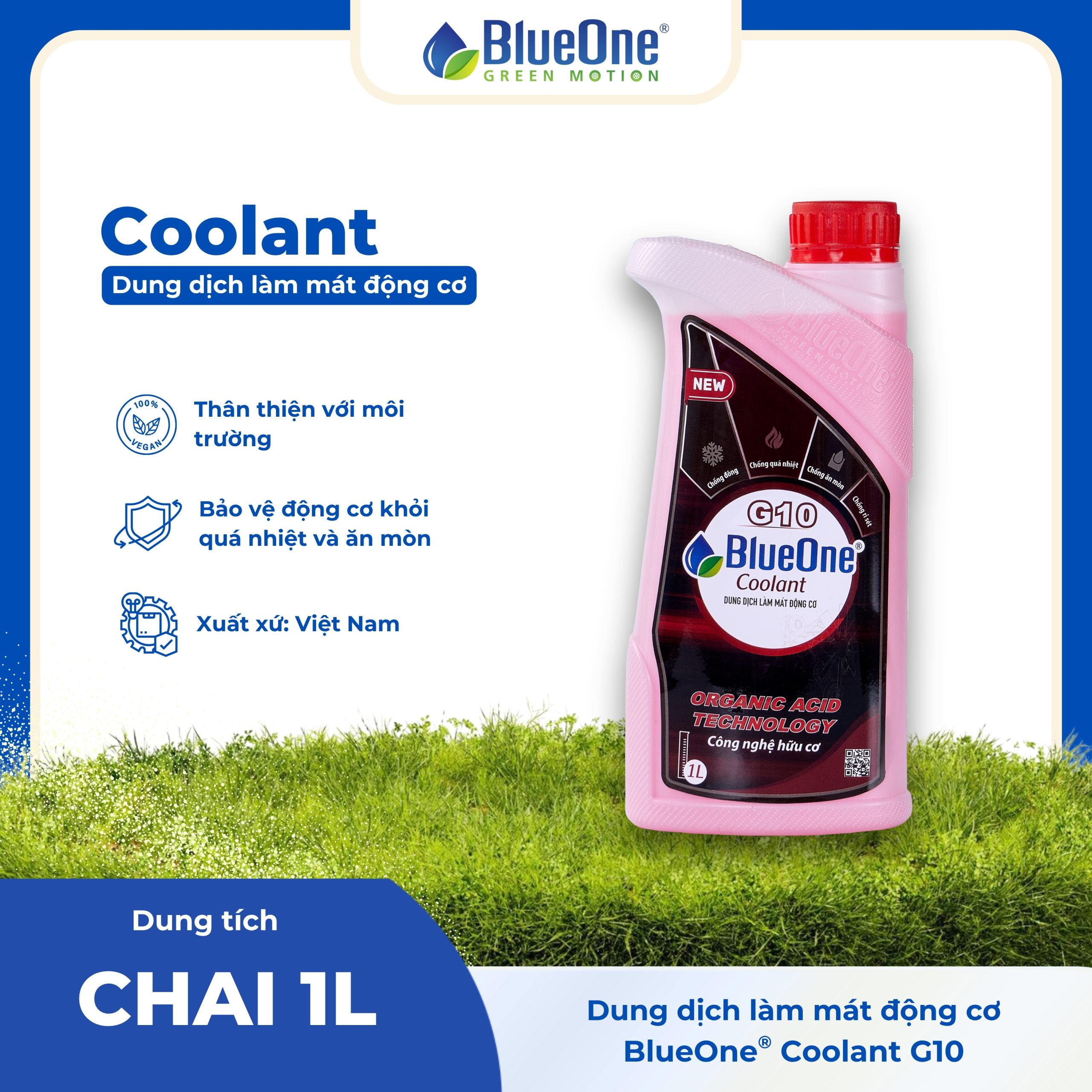 BlueOne Coolant G10 Chai 1L Đỏ