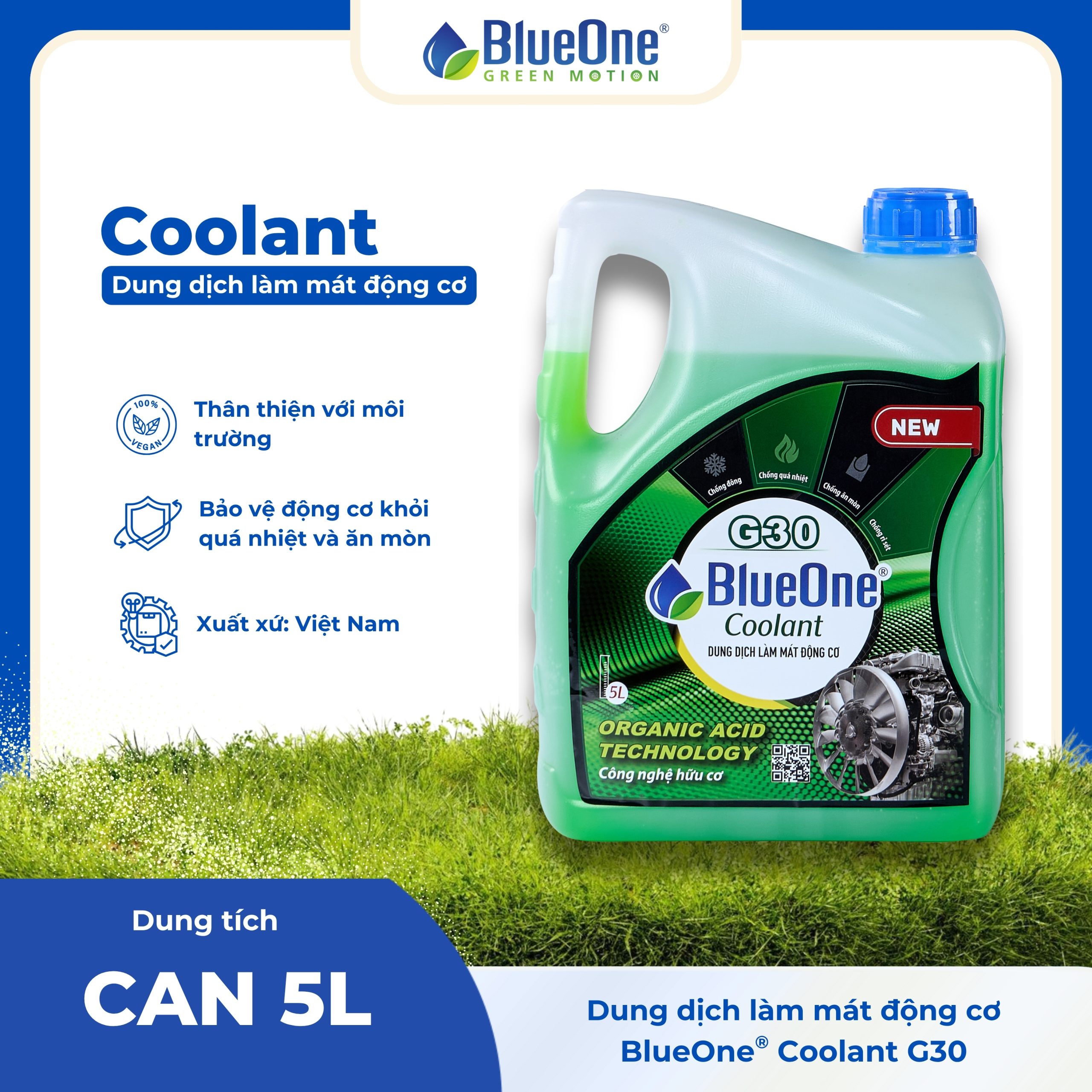 BlueOne Coolant G30 Can 5L Xanh