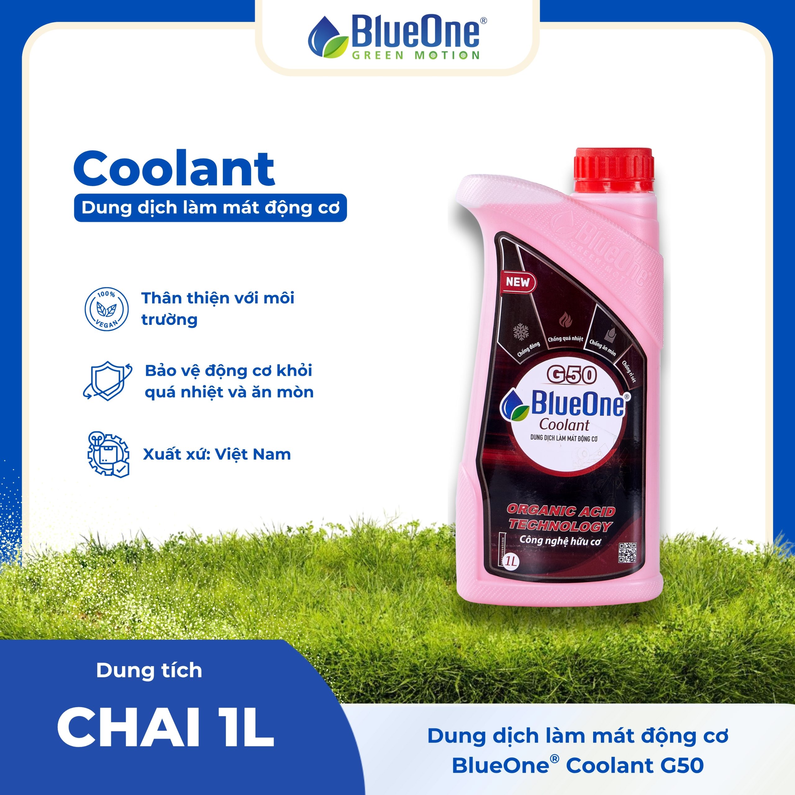 BlueOne Coolant G50 Chai 1L Đỏ