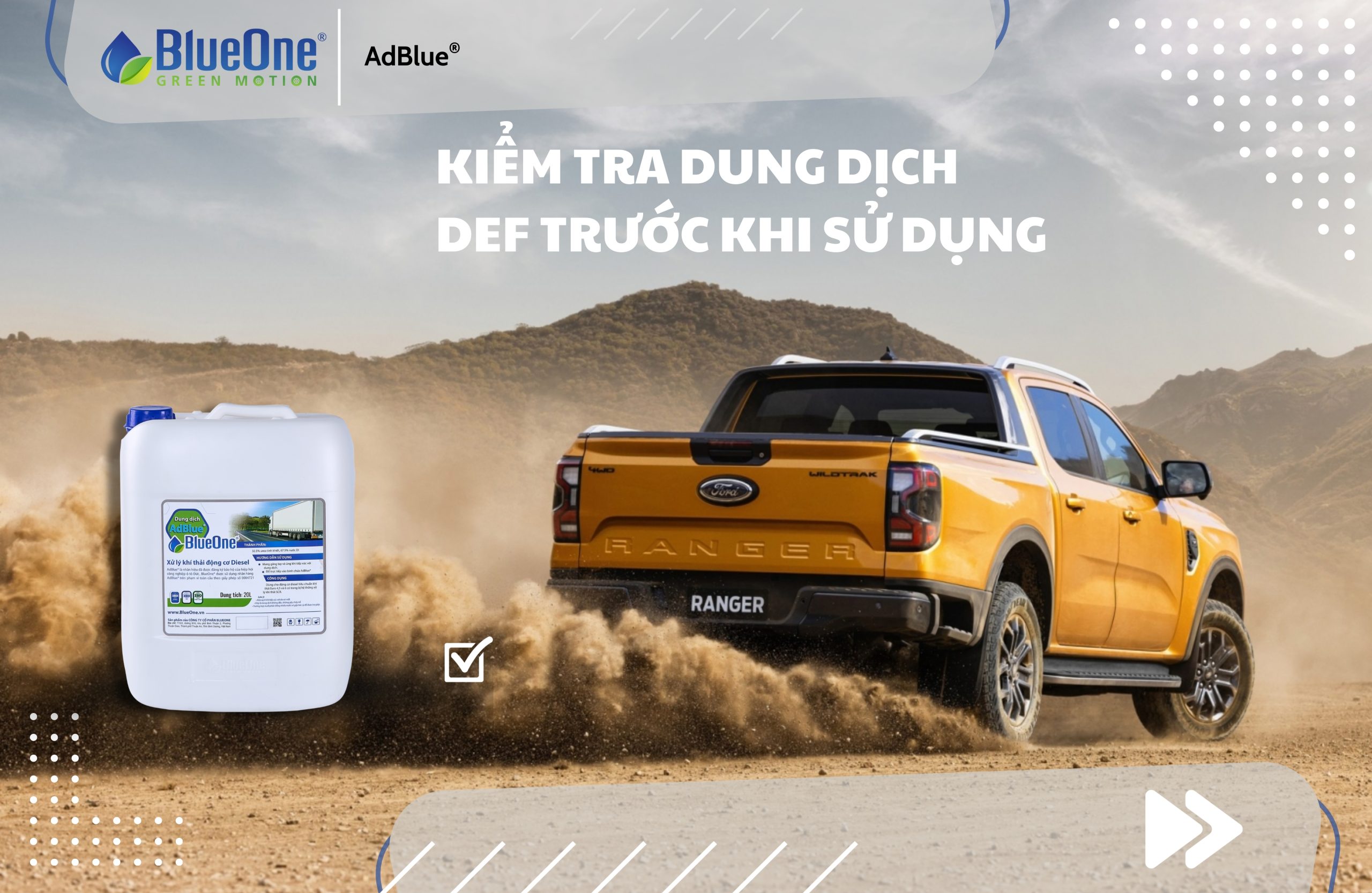 Kiểm tra dung dịch DEF trước khi sử dụng